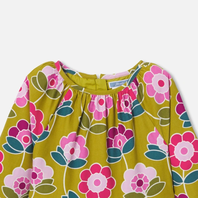 花卉圖案細條絨洋裝