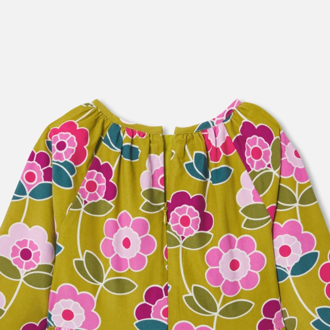 花卉圖案細條絨洋裝