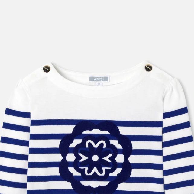 植絨花卉條紋T恤