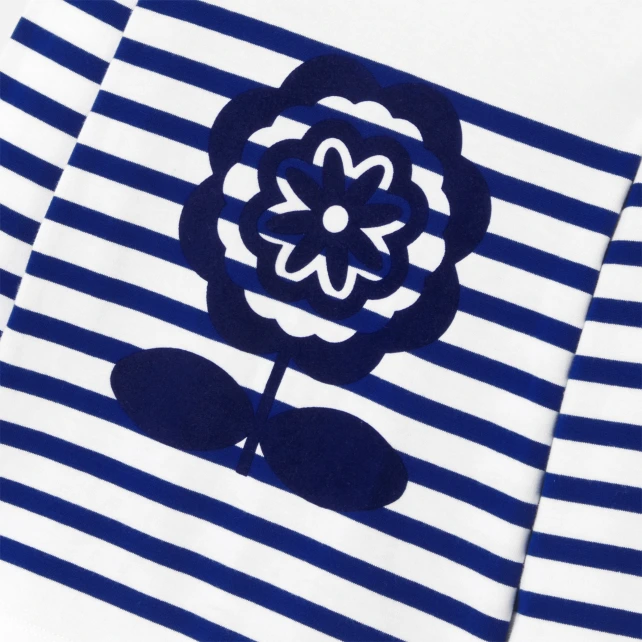 植絨花卉條紋T恤