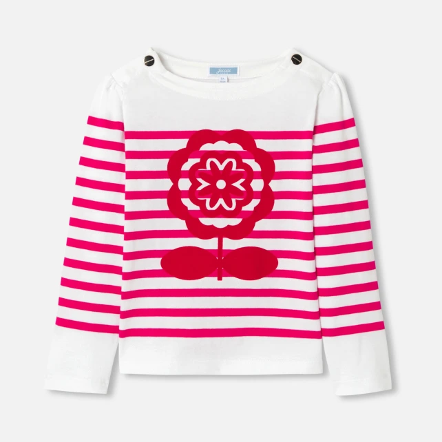 植絨花卉條紋T恤