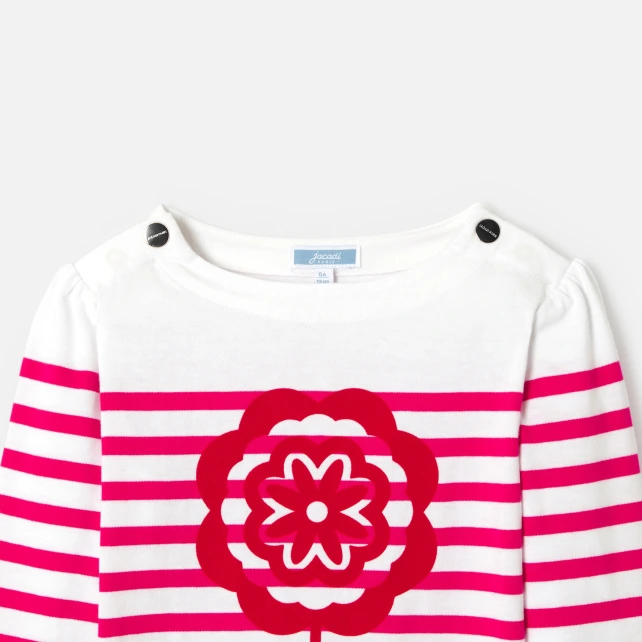 植絨花卉條紋T恤