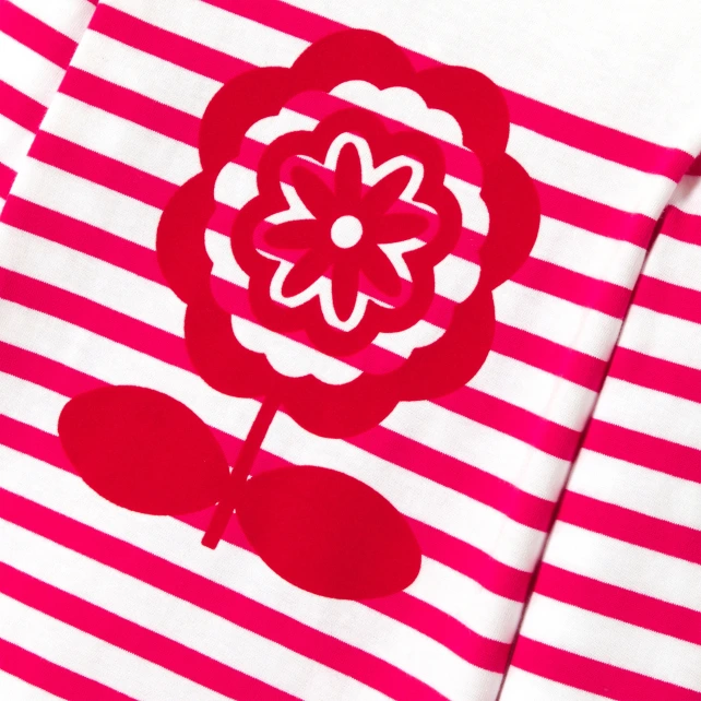 植絨花卉條紋T恤