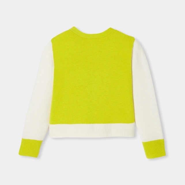 拼接撞色開襟毛衣