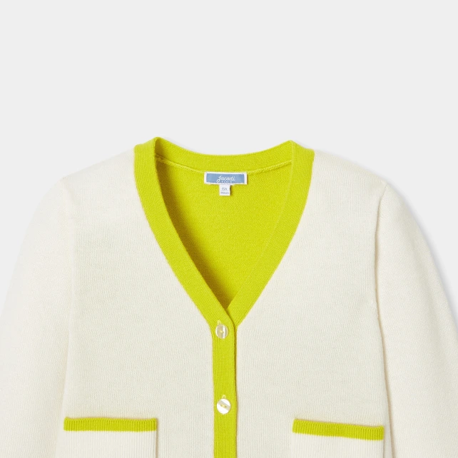 拼接撞色開襟毛衣