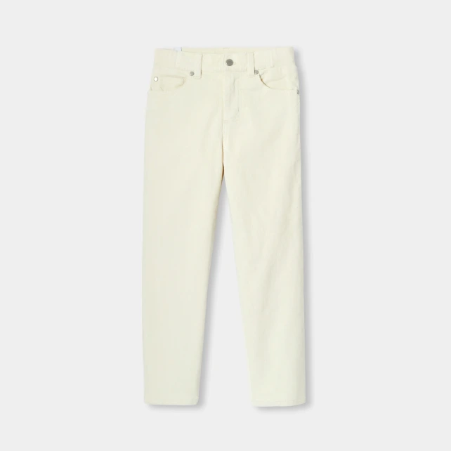 彈性絲絨直筒長褲