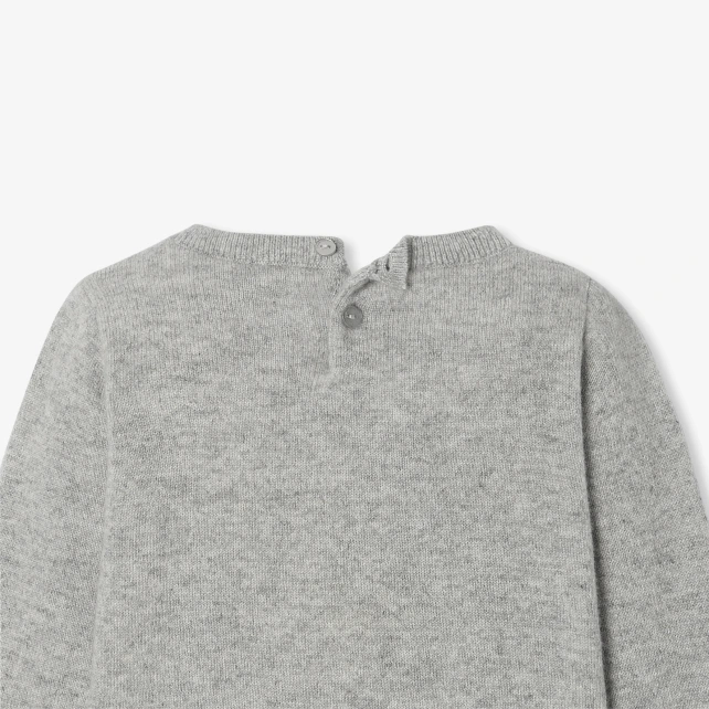 嵌花小熊圖案羊絨毛衣