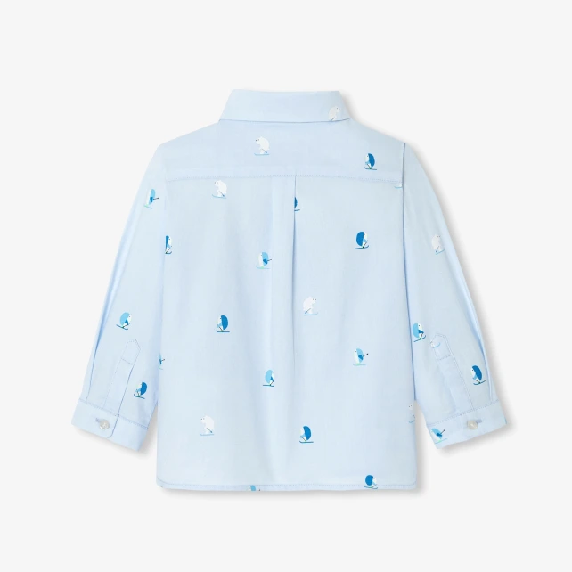 企鵝和北極熊印花襯衫