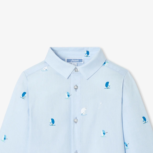 企鵝和北極熊印花襯衫