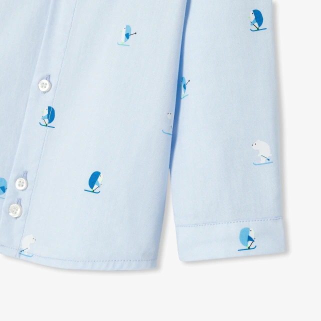 企鵝和北極熊印花襯衫