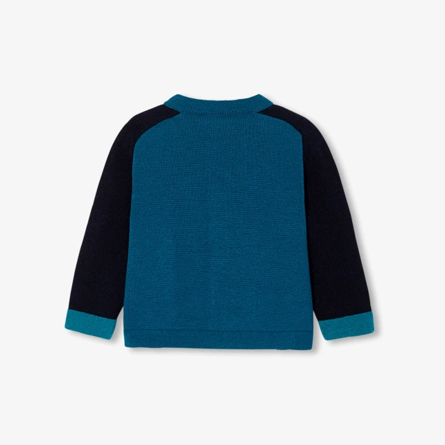 拼色羊毛開襟衫