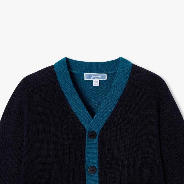 拼色羊毛開襟衫