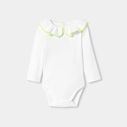 府綢荷葉領長袖連身衣