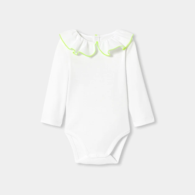 府綢荷葉領長袖連身衣