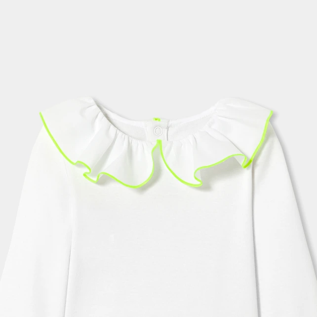 府綢荷葉領長袖連身衣