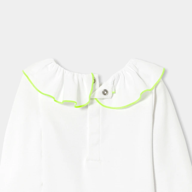 府綢荷葉領長袖連身衣