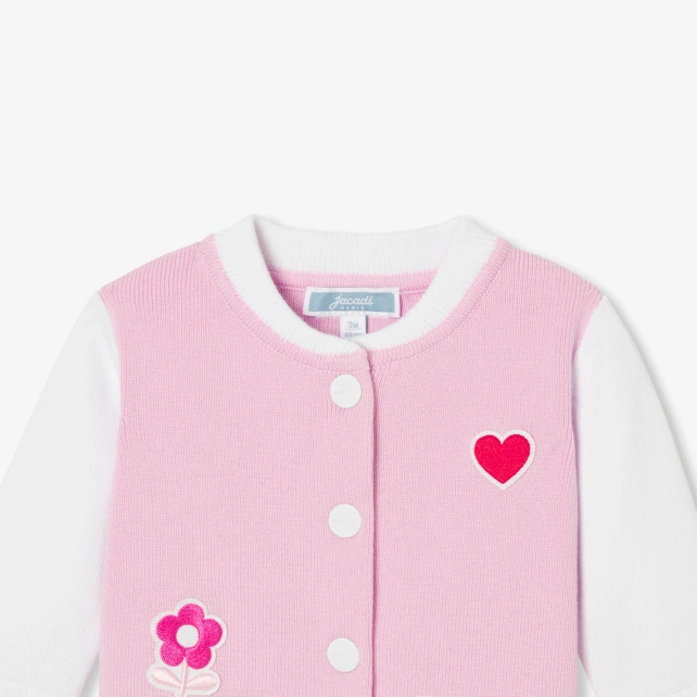 嬰兒愛心小花開襟線衫