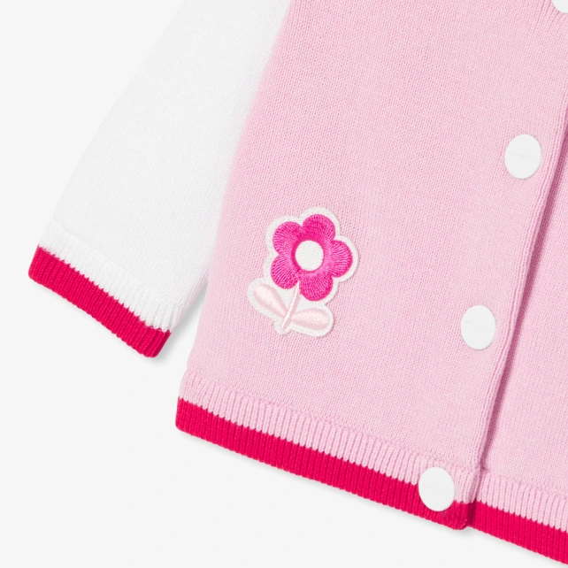 嬰兒愛心小花開襟線衫