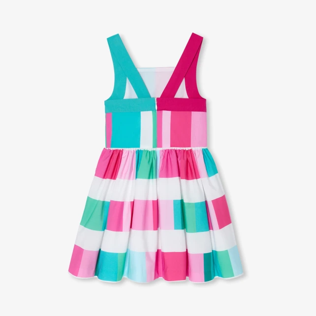 女童亮彩條紋露背洋裝