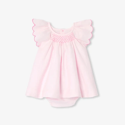 嬰兒亞麻胸繡洋裝