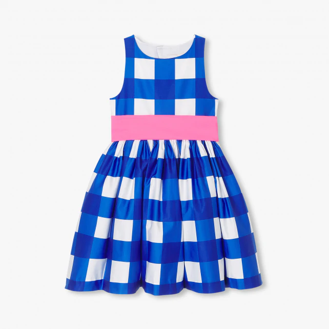 女童格紋緞面禮服洋裝