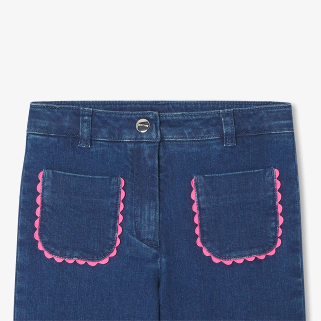 女童九分寬管牛仔褲