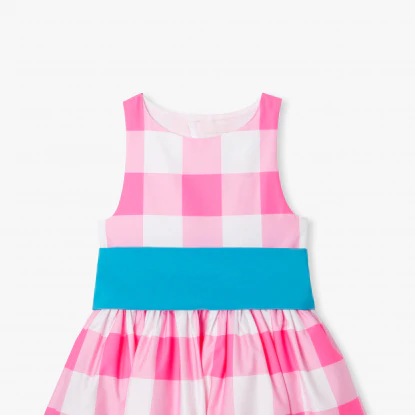 女童格紋緞面禮服洋裝