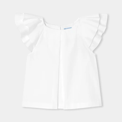女童荷葉邊袖府綢襯衫
