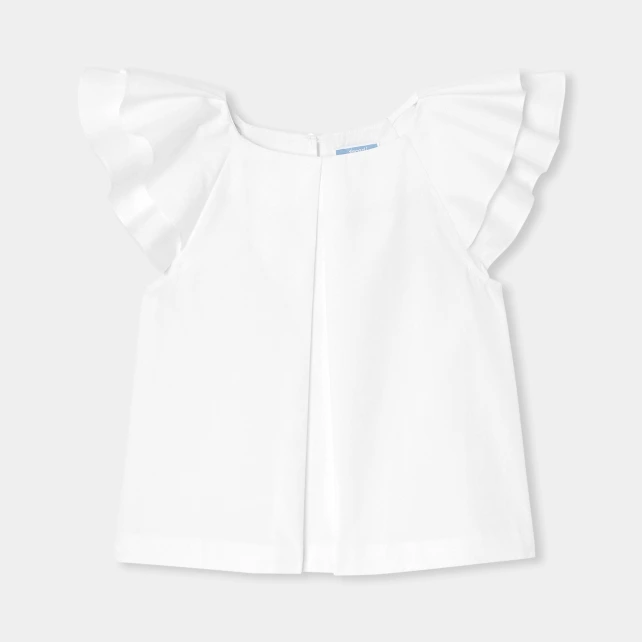 女童荷葉邊袖府綢襯衫