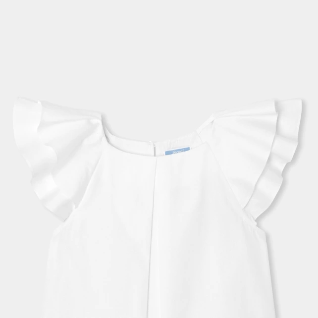 女童荷葉邊袖府綢襯衫