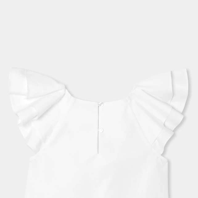 女童荷葉邊袖府綢襯衫