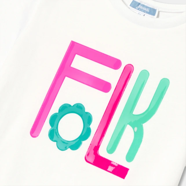 女童亮面字母印花T恤