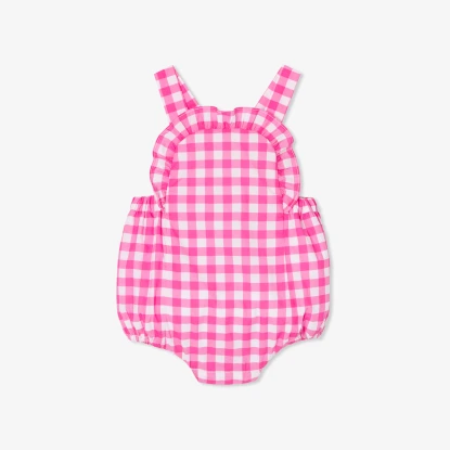 嬰兒格紋吊帶褲