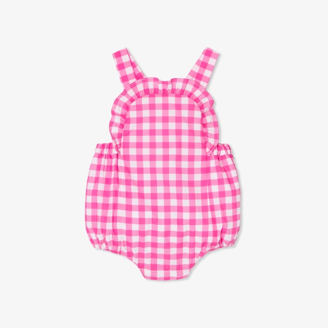 嬰兒格紋吊帶褲