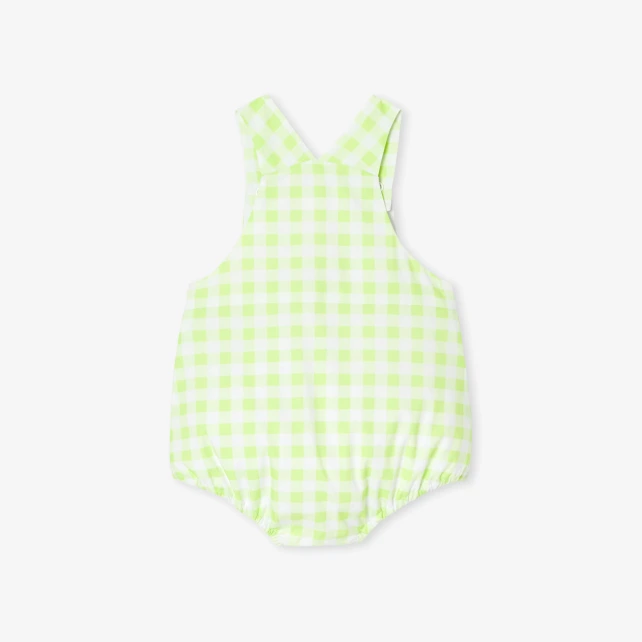 嬰兒格紋吊帶褲