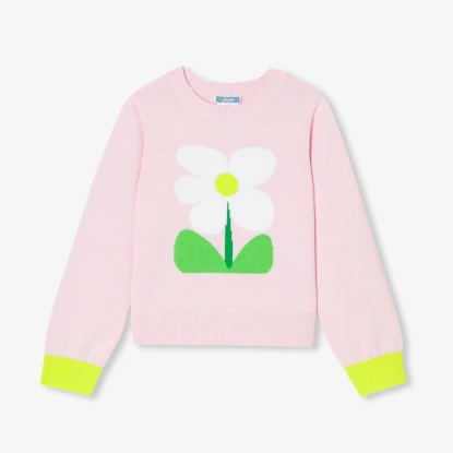女童嵌花花朵毛衣