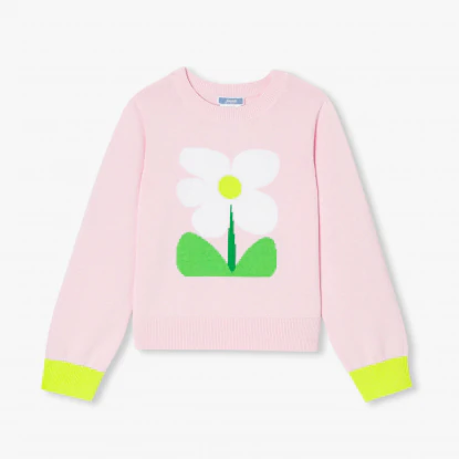 女童嵌花花朵毛衣