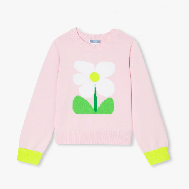 女童嵌花花朵毛衣