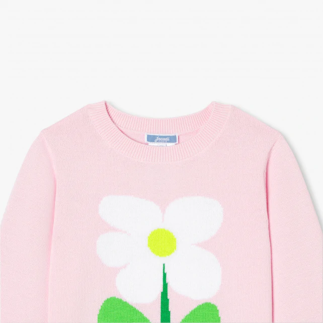 女童嵌花花朵毛衣