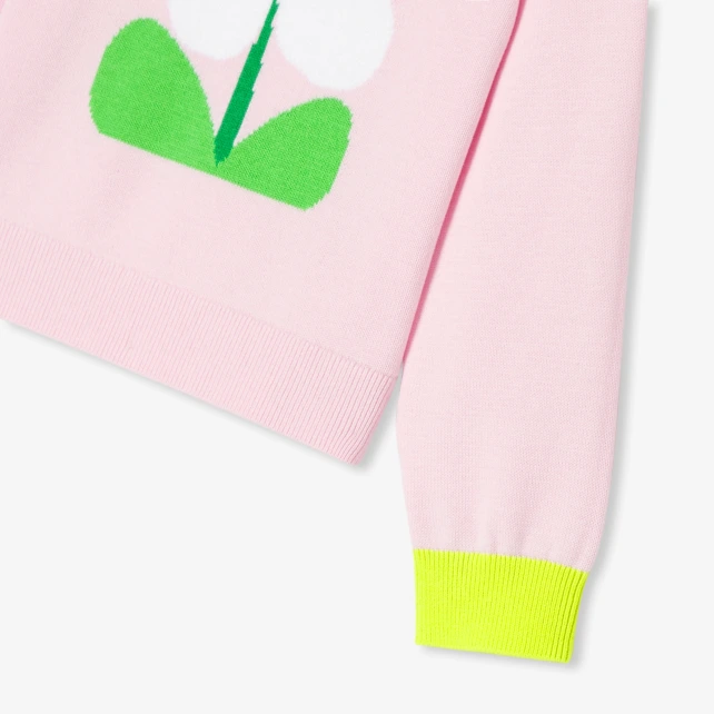 女童嵌花花朵毛衣