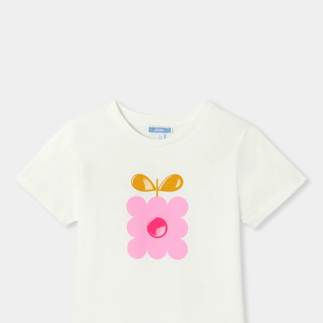 光澤感花卉印圖T恤