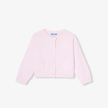 女寶寶粉色開襟線衫