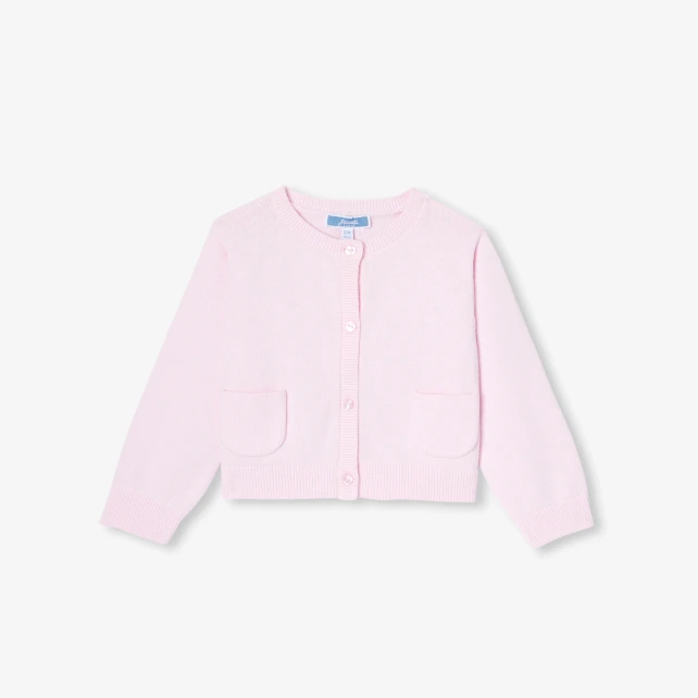 女寶寶粉色開襟線衫