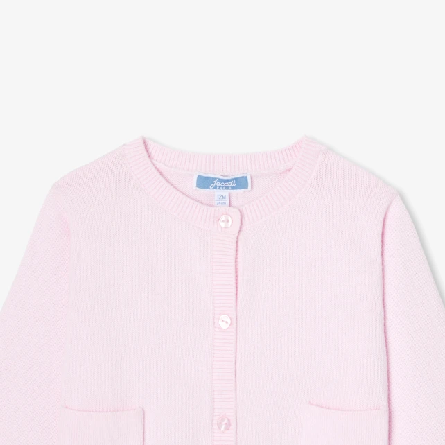 女寶寶粉色開襟線衫