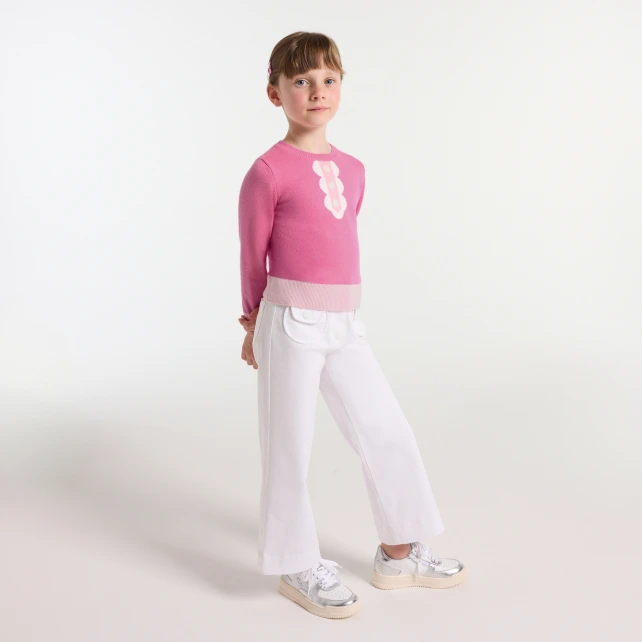 對比提花門襟毛衣