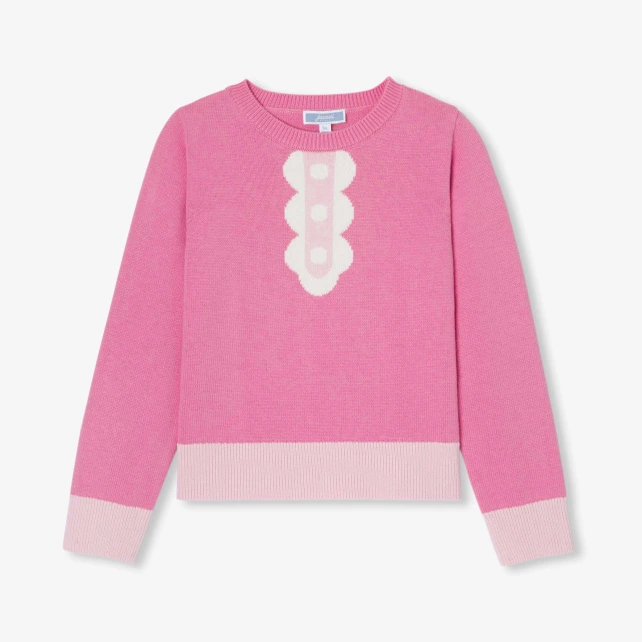 對比提花門襟毛衣