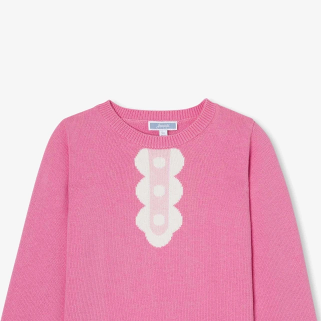 對比提花門襟毛衣