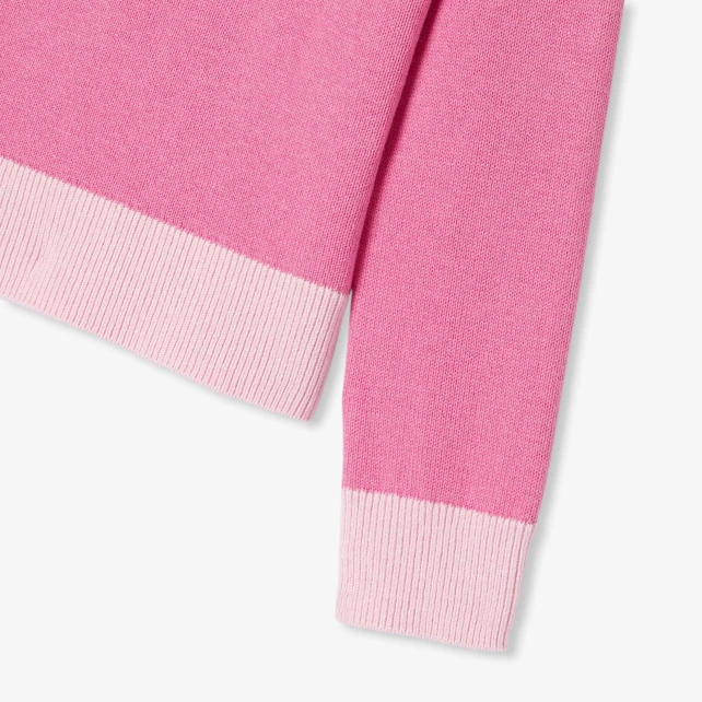 對比提花門襟毛衣