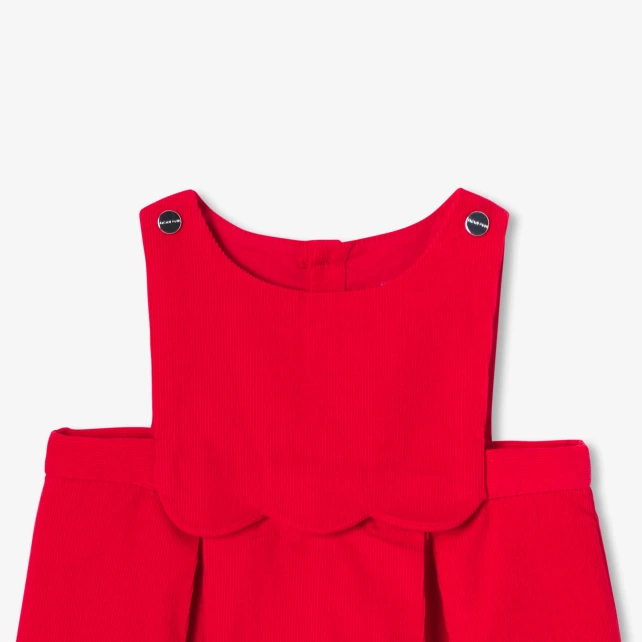 花瓣飾邊天鵝絨背心裙