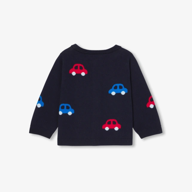 小汽車與老鼠圖案開襟線衫